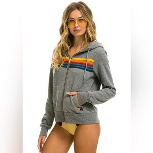 Aviator Nation - 5 Stripe Hoodie - Heather Grey - Size L